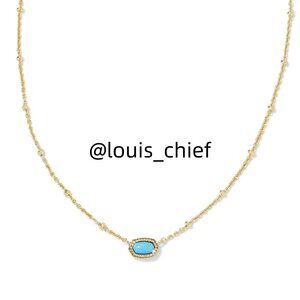 Mini Elisa Gold Satellite Short Pendant Necklace in Turquoise Magnesite